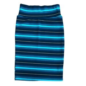 LulaRoe Striped Blue and Black Pencil Skirt